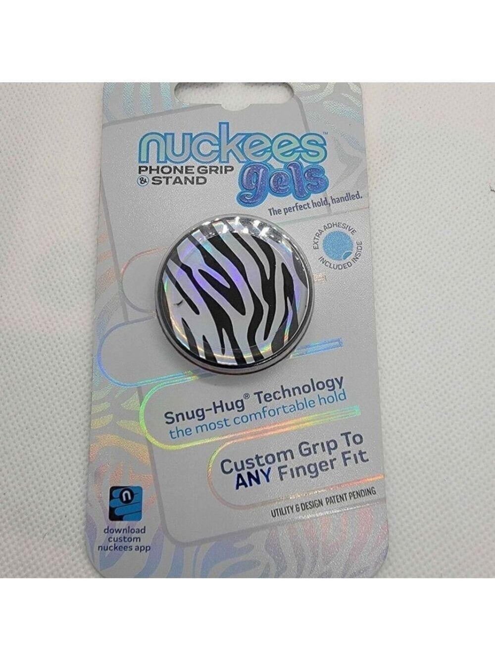 Nuckees Phone Grip & stand  Black & Silver strip Design